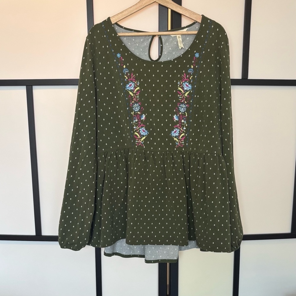 Matilda Jane Boho cottagecore long sleeve top. Embroidery women’s 2X XXL